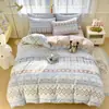 Juego Auténtico Fresco de Cuatro Piezas Algodón Puro Algodón Lavado Sábana Funda de Edredón para Dormitorio Estudiantil Juego de Cama de Tres Piezas para Dormitorio