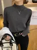 Suéter Básico de Gola Alta Feminino para Outono e Inverno Estiloso Estilo de Ano Novo Tricô com Pelúcia Espessado Quente