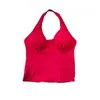 Camisole Sexy Gola Halter Estilo Europeu e Americano para Mulheres com Bojos Fixos e Almofadas no Peito, Top de Roupa Externa Sem Mangas para o Verão