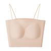 Ropa interior de seda con espalda bonita, verano, fina, sin marcas, seda de morera, tipo tubo, tirantes finos, camiseta interior básica con almohadilla en el pecho
