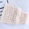 Chapéu Gorro de Lã Tricotado para Outono e Inverno Lenço de Cabeça Quente de Aba Larga Proteção para Orelhas Feminina Touca de Tricô à Prova de Frio e Vento