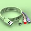 Cable de datos luminoso transparente uno a tres Carga súper rápida de 100 W para Apple Huawei Android Cable de carga tres en uno