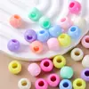 Acrílico Macaron Cor Sólida Furo Grande Contas Redondas Feitas à Mão Contas Soltas Pulseira Contas de Furo Grande Acessórios para Joias DIY