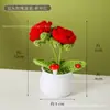 Planta em Vaso Rosa de Lã Acabada Transfronteiriça Planta Pequena Pura Tricotada à Mão Presente Tricotado em Lã Enfeites de Escritório