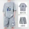 Camiseta de Verano Holgada de Manga Corta para Hombre Estilo Hong Kong Casual Ins Marca de Moda Estampado de Gato y Ratón Estilo Coreano Versátil Camiseta de Cuello Redondo