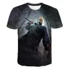 2024 Película de Terror Halloween Manga Corta Cuello Redondo Sudadera Camiseta de Manga Corta para Hombre 3D