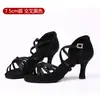 Sapatos de dança latina para adultos, pretos, salto baixo redondo, sola de couro, atacado profissional de sapatos de dança latina para adultos