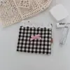 Nova Bolsa de Moedas Xadrez Fofa e Fresca com Acabamento Doce de Renda, Bolsa de Armazenamento de Alto Valor para Estudantes, Porta-Cartões
