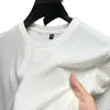 2026 Camiseta Lisa de Manga Corta y Cuello Redondo Tejido Waffle de Moda Nueva Camiseta de Malla de Verano para Hombre Ropa de Verano Seda de Hielo