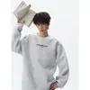 Nova blusa de moletom masculina outono e inverno, gola redonda, estilo étnico desgastado com bordado de letras, pulôver de corte solto para adolescentes, tamanho grande