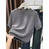 2026 marca auténtico primavera/verano cuello redondo manga corta corte holgado estilo nuevo capa base manga corta tejido camiseta fina suéter para mujer