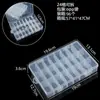 Caja de almacenamiento de escritorio de plástico con rejilla, 10, 15 y 24 botones transparentes, para accesorios de pesca, joyería y cosméticos.