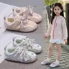 Sapatilhas de balé prateadas para meninas, nova coleção outono 2026, tênis esportivos para crianças e bebês, sapatos單 para meninas, sapatos estilo princesa