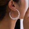 Moda Elegante Viento Tamaño Perla de Imitación Aleación Aretes de Aro para Mujer Viajero Fiesta Fiesta
