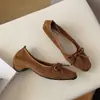Zapatos de salón de suela blanda para mujer, con lazo empalmado, de corte bajo, que realzan la dulzura y el temperamento, con plataforma para aumentar la altura, estilo juvenil, pliegues suaves, bailarinas