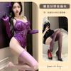 Body de encaje semidulce con tirantes Pura Deseo Lencería erótica transparente Body push-up seductor morado oscuro 9038