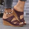 Sandalias y pantuflas de cuña de verano 2024 de talla grande para mujer, de moda, con fondo grueso y cabeza redonda, de un solo personaje, talla 43