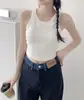 Estilo caliente vivo chaleco de tirantes anchos para colgar top sin mangas de verano para mujer con copa fija sudadera de algodón