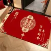 Tapete de porta festivo de terra de diatomáceas vermelho, perfeito para recém-casados, durável e antiderrapante, adequado para uso doméstico na entrada.