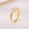 Yuebao Jewelry Plata de Ley S925 Chapado en Oro Circonita Forma de Rombo Estilo Vintage Cuadrado Pequeño Diamante Hueso de Serpiente Anillo Ajustable de Alta Gama