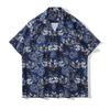 Cuello de solapa 4044 Nueva camisa floral para hombre Estilo coreano Holgada Moda Estampada Estilo playero Casual Camisa de manga corta Exportación