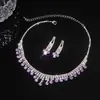 Conjunto de Dos Piezas de Pendientes y Collar con Borlas de Pedrería Estilo Europeo y Americano, Cadena de Clavícula de Lujo Ligero a la Moda, Conjunto Elegante de Gama Alta de Accesorios para el Cuello