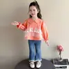 Conjunto de Camisa y Jeans para Niña 2026 Nueva Moda Primavera y Otoño Conjunto de Camisa Patchwork Infantil Camisa Babydoll Holgada