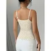 Moda de verão transfronteiriça europeia e americana feminina, regata elegante versátil sexy com poás