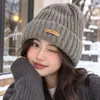 Gorro de punto para mujer, otoño e invierno, color liso, estilo coreano, apto para cabezas grandes, hace que la cara parezca más pequeña, perfecto para parejas y proporciona calor para actividades al aire libre en clima frío