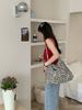 Bolsa transversal estampa de leopardo estilo ins japonesa e coreana, grande capacidade, ombro único, bolsa de lona, estudante universitária feminina, estampa de leopardo branca, estampa de leopardo amarela, bolsa de tecido