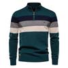 Suéter Pulóver Patchwork para Hombre AIOPESON Algodón Casual Cremallera Cuello Alto Falso Suéter para Hombre Nueva Moda de Invierno Suéter Cálido para Hombre