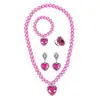 Colar Pulseira Brinco Anel de Contas para Meninas Conjunto de Cinco Peças Adereços de Palco Brinquedo Conjunto de Joias