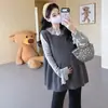 Nuevo conjunto de dos piezas para maternidad estilo coreano Otoño/Invierno 2026: chaleco suéter + top con cordones