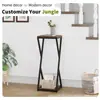 Estante para Plantas de 2 Niveles Sala de Estar de Pie Interior Cuadrado Hierro Forjado Estante de Almacenamiento Mesa Auxiliar Pequeña Mesa Lateral de Esquina Estante de Almacenamiento