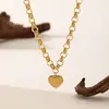 [Collar de Acero de Titanio Dorado + Color Acero] Moda de Lujo Ligero para Mujer El Más Fácil de Combinar Cadena para Clavícula Collar de Amor de Nicho de Gama Alta