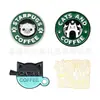Broche de Aleación de Esmalte Gatos Café Hecho a Medida Dibujo Animado Lindo Cachorro Gatito Collar Insignia de Broche Pintada