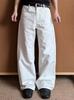 Jeans Brancos Largos Simples Estilo Americano Retrô Marca Moderna Perna Reta Relaxada Perna Larga Calças Casuais para Homens e Mulheres