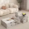 Juego de Mesa de Café Borgli Pizarra, Estilo Crema Mesa de Pizarra Moderna Minimalista de Gama Alta con un Sentido de Ambiente para la Sala de Estar