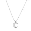 Collar de Luna Creciente de Plata de Ley 925 para Mujer, Cadena Sencilla Versátil para Sudadera con Tachuelas de Diamante, Nueva Cadena de Clavícula de Estilo Ins de Moda