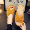 Pantuflas de Lino para Hombre con Suela de Tendón Antideslizante para Verano Hogar Interior Transpirables Absorbentes de Sudor Sandalias de Suela Blanda Pantuflas de Hogar de Suela Gruesa