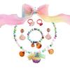 Colar infantil Cauda de sereia Meninas Colar de pérolas Pulseira Anel Brincos Conjunto Meninas Acessórios para Bebês