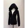 Jaqueta Moletom Feminina Slim Fit com Capuz para Outono, Ajuste na Cintura, Top Justo, Emagrecedora e Versátil, Pronta para Exportação