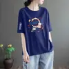 Comércio Exterior Transfronteiriço~Estoque de Liberação de Comércio Exterior Marca Grande Etiqueta Cortada Camiseta de Manga Curta para Meia-idade e Idosos Moda Feminina Roupa Esportiva Camiseta