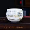 Qianli Jiangshan Taza Maestra Posavasos Jade Graso Porcelana Taza de Té Hogareña Taza Grande para Cata de Té Taza Individual Taza de Té con Paisaje Pintado
