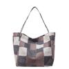 2024 Nuevo Bolso de mezclilla chic estilo japonés y coreano con bloques de color, Bolso de compras portátil para estudiantes, Bolso de hombro de gran capacidad para mujer