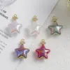 Pulseira com Pingente Estrela de Cinco Pontas Nuvem Banho de Ouro Real Beleza de Gelo Chaveiro Corrente para Celular Material de Acessórios DIY Atacado