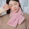 Bufanda de Felpa de Piel de Conejo para Mujer Otoño e Invierno Engrosada Cálida Estilo Coreano Estudiante Versátil Cruzada de Felpa Protección para el Cuello