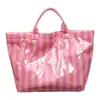 Bolsa de Tote Transparente de PVC con Rayas Arcoíris Transfronteriza Gran Capacidad para Viajes Cotidianos Tacto de Alta Gama Nuevo Bolso de Mano para Mujer 2026