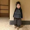 Nuevo atuendo de otoño para niñas: Top vintage de cuadros de manga larga con tirantes y pantalones jogger casuales para bebés niñas