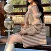2026 Nueva Bolsa Rayada Transfronteriza, Bolso Tote Japonés y Coreano, Bolso Tejido, Bolso de Playa con Forro de Lona para Mujer, Bolso Tejido